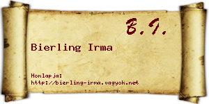 Bierling Irma névjegykártya